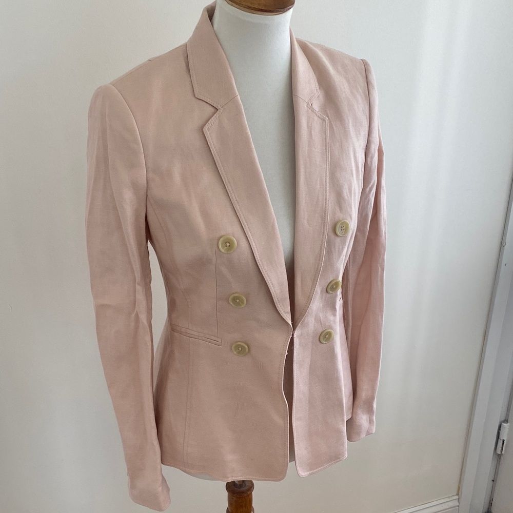 Donna Karan Blush Pink Double-Breasted Tailored Blazer